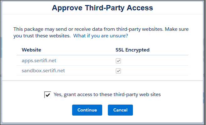 approve third party access popup